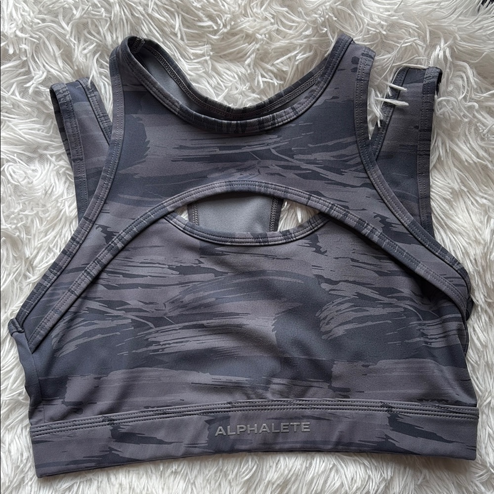 Alphalete Charcoal Camo Sports Bra - Picture 2 of 4